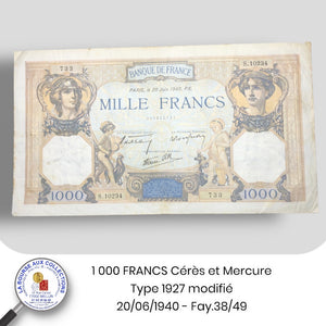 1000 FRANCS Cérès et Mercure, type 1927  - 22/02/1932 - Fay.37/07