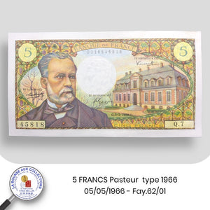 5 FRANCS Pasteur type 1966 - 05/05/1966. Fay.61/01