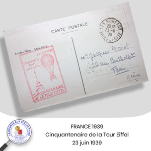 FRANCE 1939 - Y&T 429 sur carte postale - CINQUANTENAIRE DE LA TOUR EIFFEL
