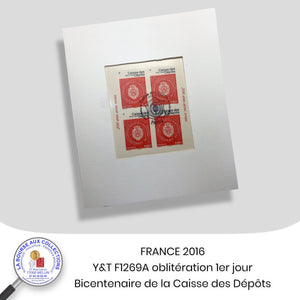 2016 - Y&T F1269A - Bicentenaire de la caisse des dépôts - Oblitération 1er jour
