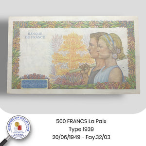 500 FRANCS La Paix, type 1939 - 20/06/1940 - Fay.32/03
