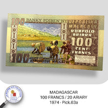 Charger l&#39;image dans la galerie, MADAGASCAR - 100 FRANCS / 20 ARIARY 1974 - Pick.63a - NEUF
