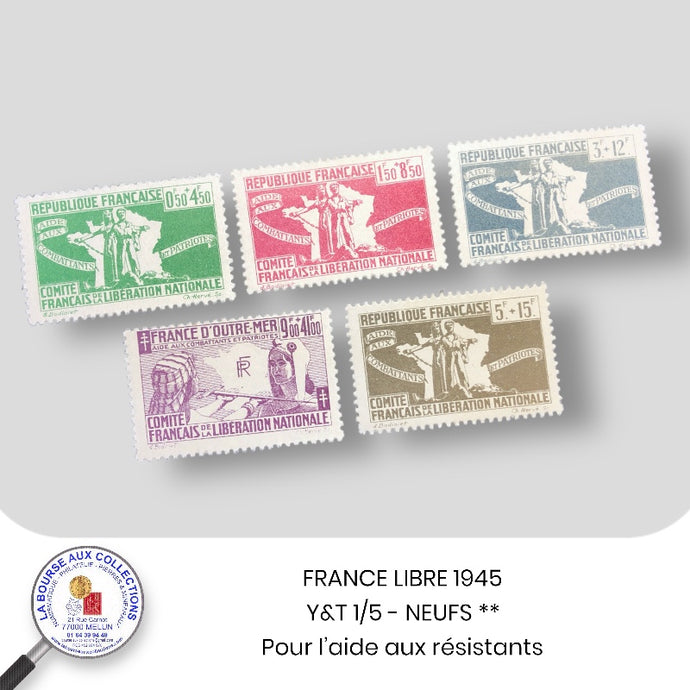 1945 - FRANCE LIBRE - Y&T n° 1/5 - Neuf **