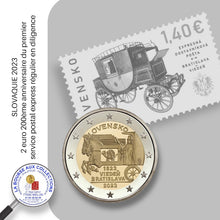 Charger l&#39;image dans la galerie, 2 euro SLOVAQUIE 2023 - 200ème anniversaire du premier service postal express régulier en diligence
