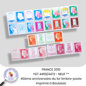 2010 - Y&T 4459/4472- 40ème anniversaire du 1er timbre-poste émis à l’imprimerie de Boulazac – Neuf **