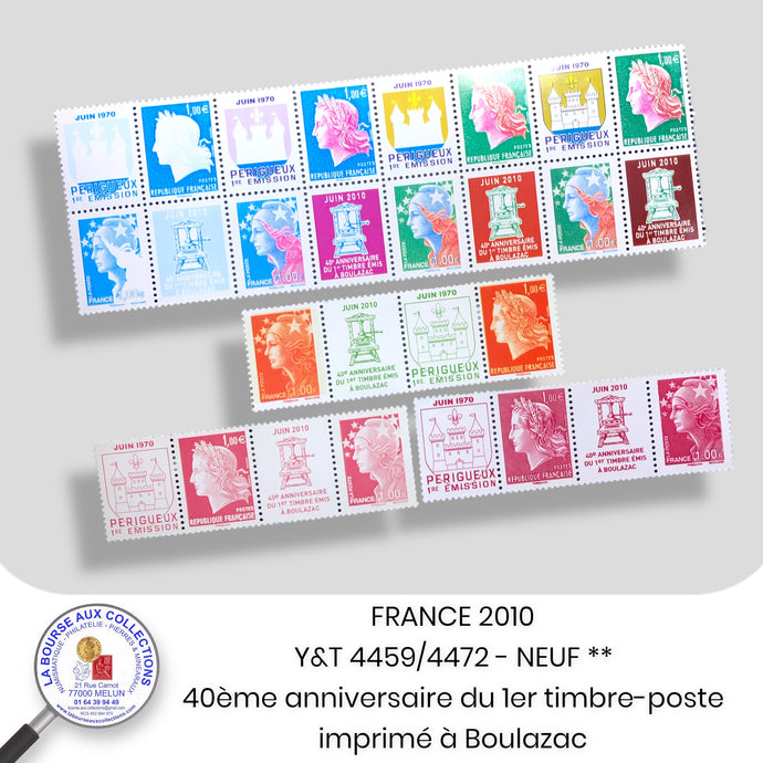 2010 - Y&T 4459/4472- 40ème anniversaire du 1er timbre-poste émis à l’imprimerie de Boulazac – Neuf **