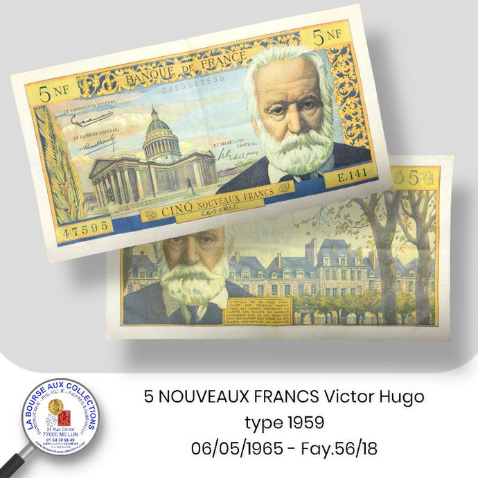 5 NOUVEAUX FRANCS Victor Hugo type 1959 - 06/05/1965 - Fay.56/18