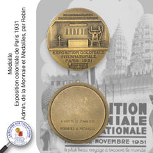 Charger l&#39;image dans la galerie, Médaille - Exposition coloniale de Paris 1931, Admin. de la Monnaie et Médailles, par Robin
