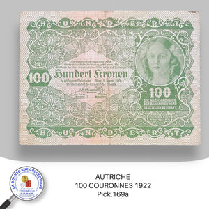 AUTRICHE - 100 COURONNES 1922 - Pick.169a