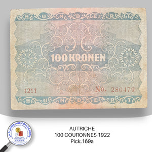 AUTRICHE - 100 COURONNES 1922 - Pick.169a