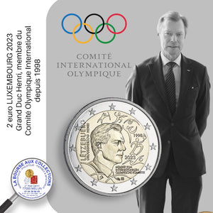 2 euro LUXEMBOURG 2023 -  Le grand-duc Henri membre du Comité Olympique international depuis 1998