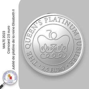 Coincard BU - 2,5 EURO Malte 2022 - Elysabeth II - Jubilé de Platine