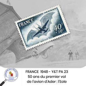 1948 - Y&T PA 23 - 50 ans du premier vol de l'avion d'Ader : l'Eole - Bleu - NEUF **