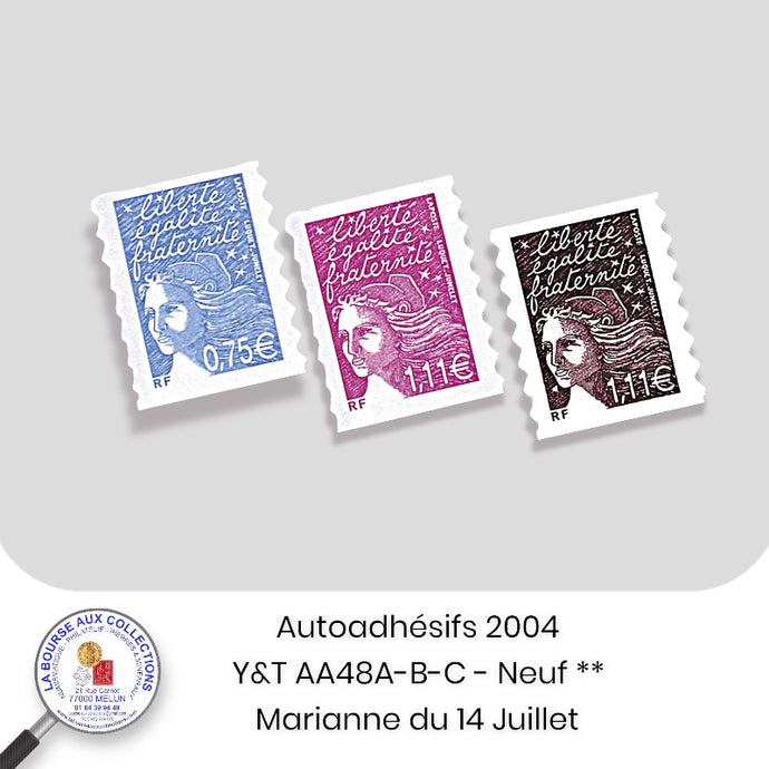2004 - Autoadhésifs -  Y&T n° AA 48A-B-C (2729B-D-C) -  Marianne du 14 Juillet - Neuf **