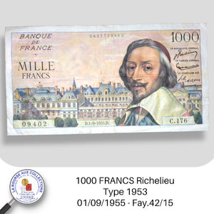 1000 FRANCS Richelieu type 1953 - 01/09/1955 - Fay.42/15