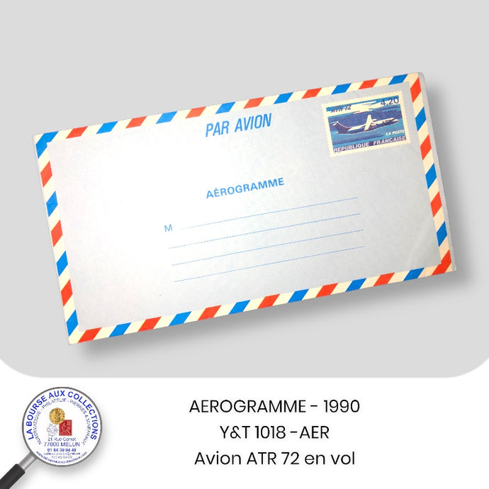 AEROGRAMME - 1990 - Y&T 1018-AER - 4 F. 20  Avion ATR 72 en vol - NEUF **