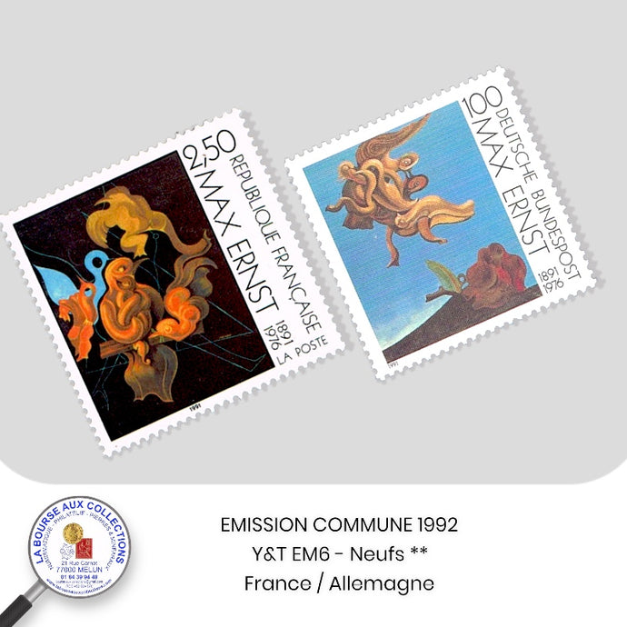FRANCE 1991 - Emission commune France-Allemagne - Y&T EM6 - Max Ernst - Neufs **