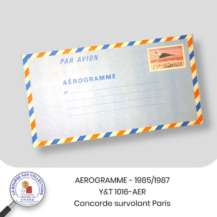 AEROGRAMME - 1985/1987 - Y&T 1016-AER - 4 F. 20 Concorde survolant Paris - NEUF **