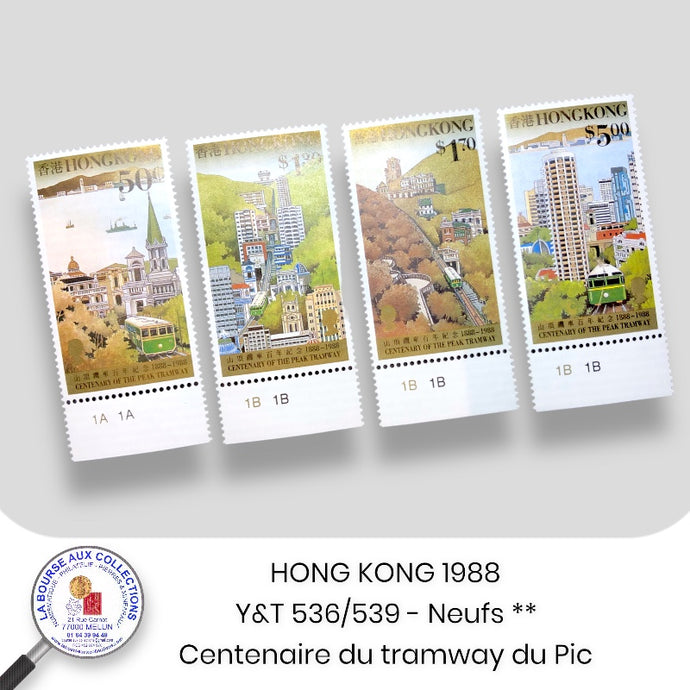 HONG KONG 1988 - Y&T 536/539 - Centenaire du tramway du Pic - Neufs **