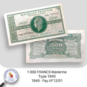 1 000 FRANCS Marianne type 1945 - 1945 - Fay.VF12/01