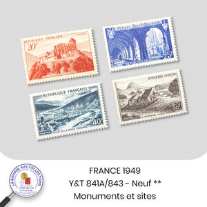 1949 - Y&T 841A/843 - Monuments et sites - Neufs **