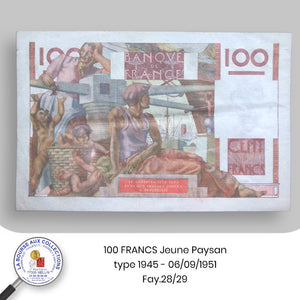 100 FRANCS Jeune Paysan type 1945 - 06/09/1951 - Fay.28/29