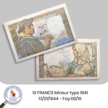 Charger l&#39;image dans la galerie, 10 FRANCS Mineur type 1941 - 13/01/1944 - Fay.08/10
