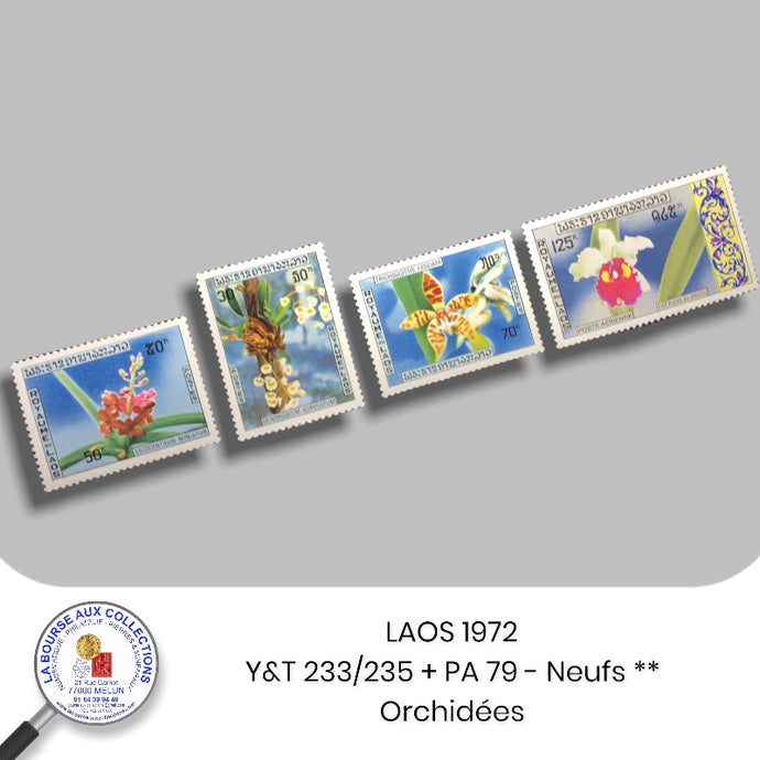 LAOS 1971 - Y&T 233/235+PA 79 -  Orchidées - NEUF **