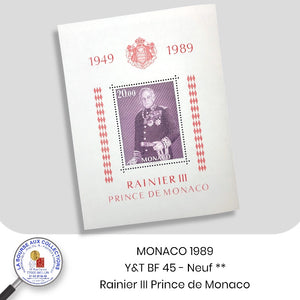 MONACO 1989  - Y&T BF 45 – RAINIER III Prince de Monaco - NEUF **