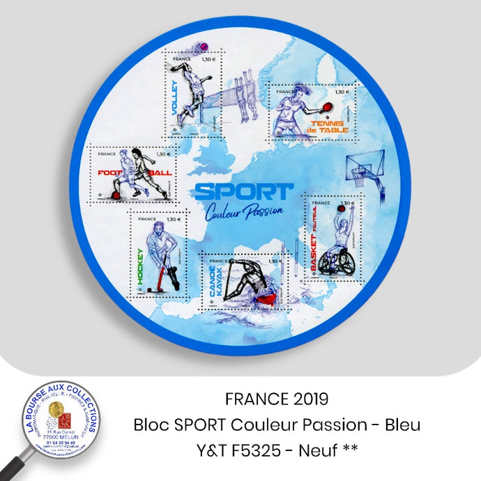 2019 - Y&T F5325 - Bloc SPORT Couleur Passion - BLEU - NEUF **