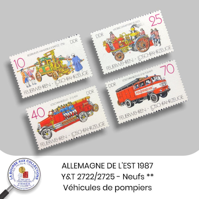 ALLEMAGNE DE L'EST 1987 - Y&T 2722/2725 - Véhicules de pompiers – Neufs **