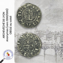 Charger l&#39;image dans la galerie, Monnaies provinciales - ARCHEVÊCHÉ DE LYON - Anonymes (vers 1260/1300) - OBOLE au soleil
