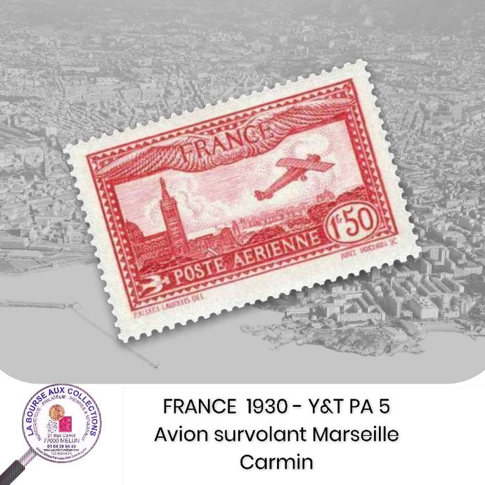1930 - Y&T PA 5 - Avion survolant Marseille - Carmin