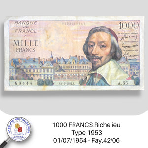 1000 FRANCS Richelieu type 1953 - 01/07/1954 - Fay.42/06