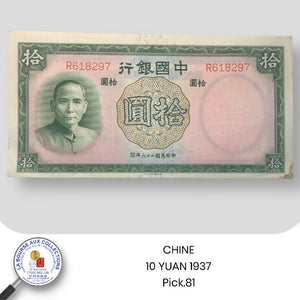 CHINE - 10 YUAN 1937 - Pick.81