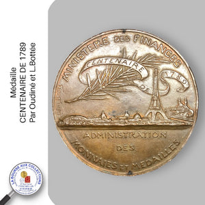 Médaille -  CENTENAIRE DE 1789 Par L. Bottée
