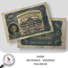 Charger l&#39;image dans la galerie, SUISSE - 100 FRANCS 20/12/1943 - Pick.350.30
