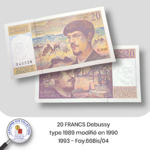20 FRANCS Debussy, type 1980, modifié en 1990 - 1993 - Fay.66bis/04 - NEUF / UNC