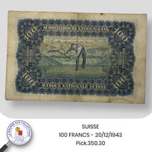 Charger l&#39;image dans la galerie, SUISSE - 100 FRANCS 20/12/1943 - Pick.350.30
