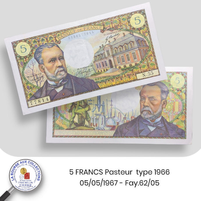 5 FRANCS Pasteur type 1966 - 05/05/1967. Fay.61/05