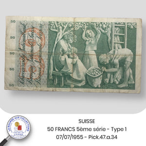 SUISSE - 50 FRANCS 5ème série - Type 1  - 07/07/1955 - Pick.47.a.34