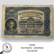 Charger l&#39;image dans la galerie, SUISSE - 100 FRANCS 20/12/1943 - Pick.350.30
