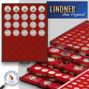 Lindner - BOX MONNAIES empilable - 35 cases rondes - Ø 34 mm