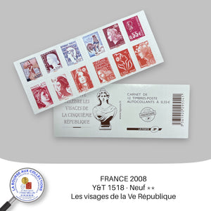 2008 - Carnet Y&T 1518 Les visages de la Ve République