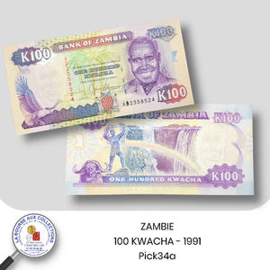 ZAMBIE - 100 KWACHA - 1991 - Pick34a - NEUF/UNC