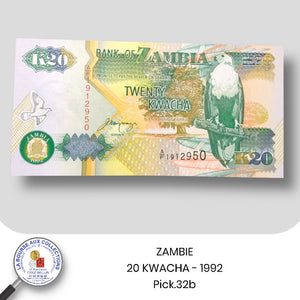 ZAMBIE - 20 KWACHA - 1992 - Pick.32b - NEUF/UNC
