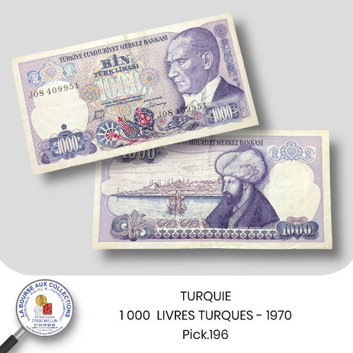 TURQUIE - 1 000 LIVRES TURQUES - 1970 - Pick.196