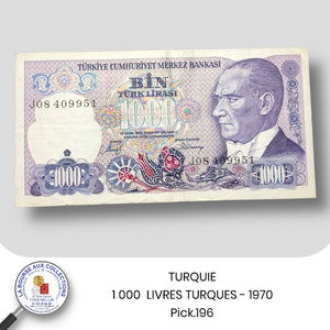 TURQUIE - 1 000 LIVRES TURQUES - 1970 - Pick.196