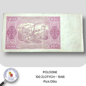 POLOGNE - 100 ZLOTYCH - 1948  - Pick.139a