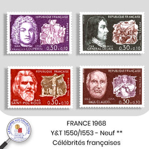 1968 - Y&T 1550/1553 - Célébrités françaises - Neuf **